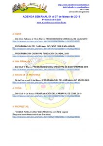 Agenda semanal 01 al 07 marzo 2019 provincia cadiz adondevoyconmifamilia