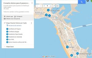 mapa 8 snacks dulces para 8 paseos por Cádiz capital