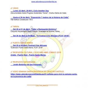Agenda semanal familiar 19 al 25 abril 2019