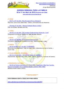 Agenda semanal familiar 5 al 11 abril 2019 Provincia de Cadiz Adondevoyconmifamilia