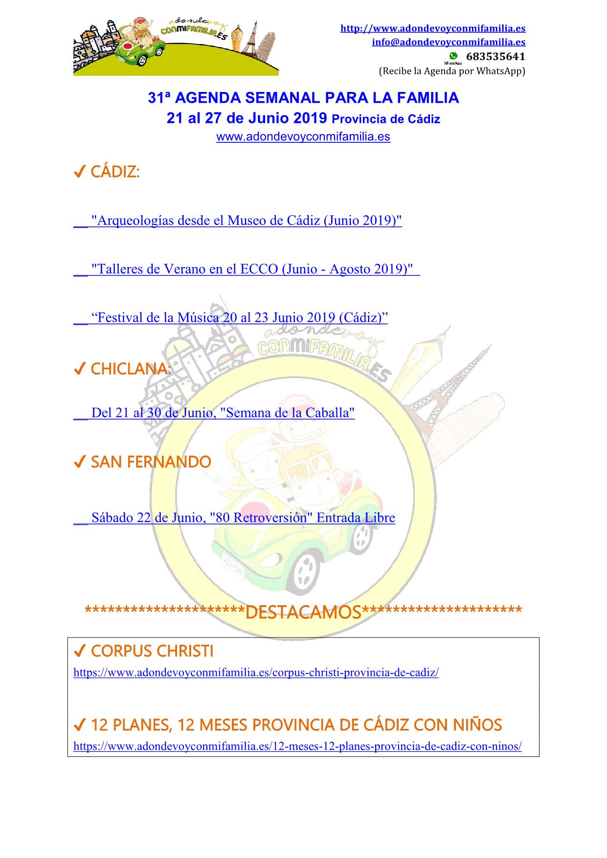 031 Agenda semanal familiar 21 al 27 Junio 2019