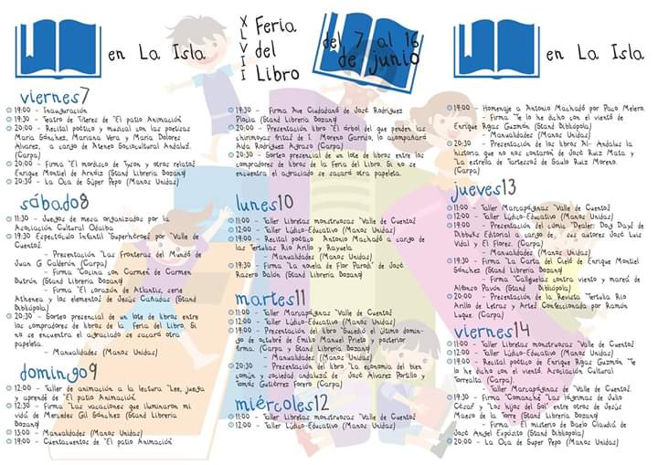 FERIA DEL LIBRO DE SAN FERNANDO📓  __ Del 07 al 16 de Junio de 2019, "XLVII Feria del Libro de San Fernando" Cádiz niños Adondevoyconmifamilia
