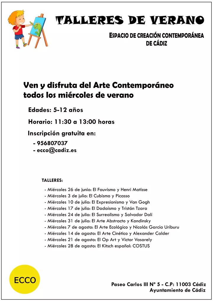 Talleres de Verano ECCO Cádiz niños Adondevoyconmifamilia