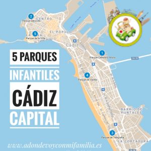 mapa 5 parques para ir con niños en Cádiz capital adondevoyconmifamilia-02