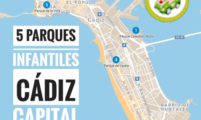 mapa 5 parques para ir con niños en Cádiz capital adondevoyconmifamilia-02